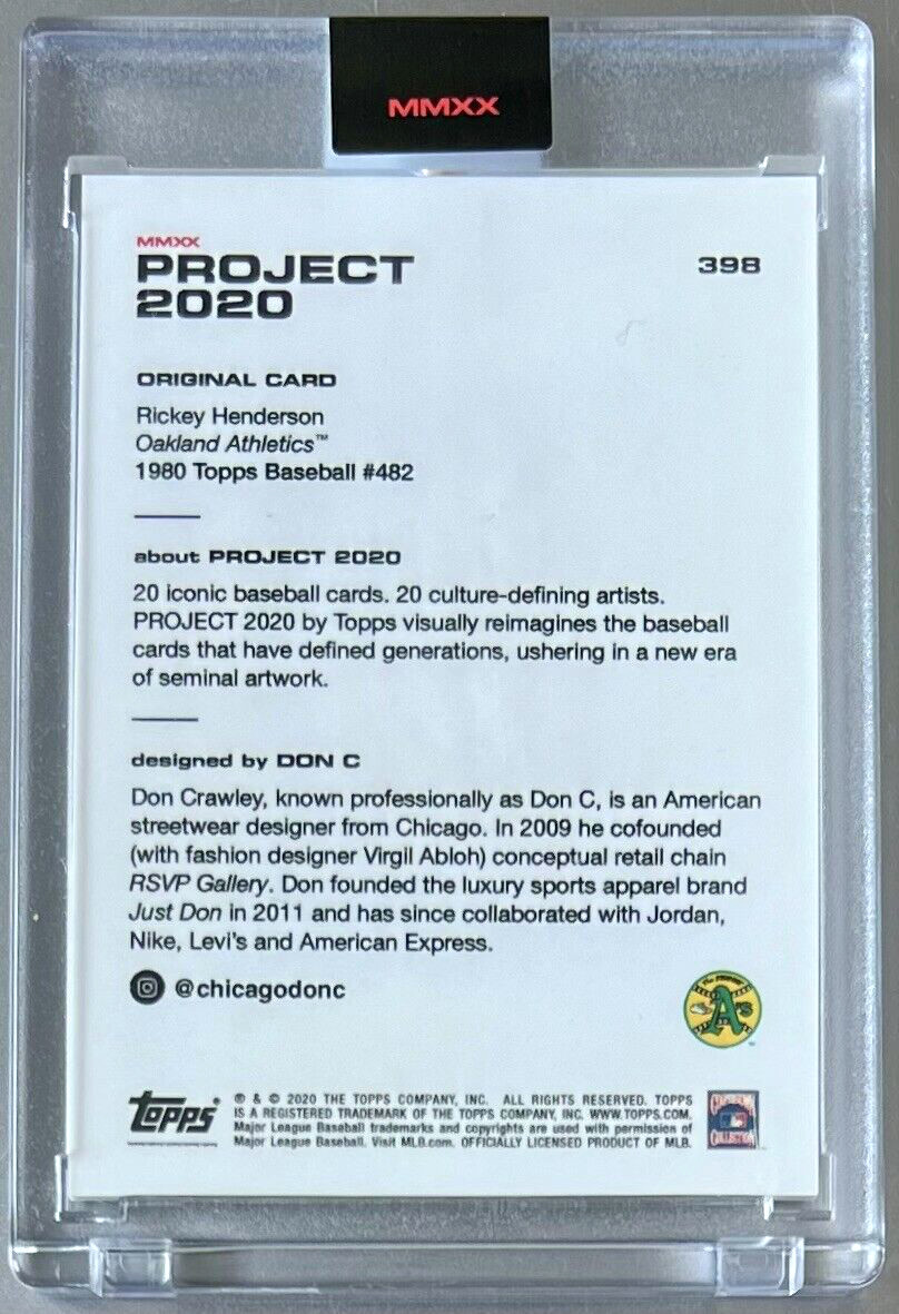 TOPPS PROJECT 2020 #398 RICKEY HENDERSON by DON C 1980 ATHLETICS FREE SHIPPING