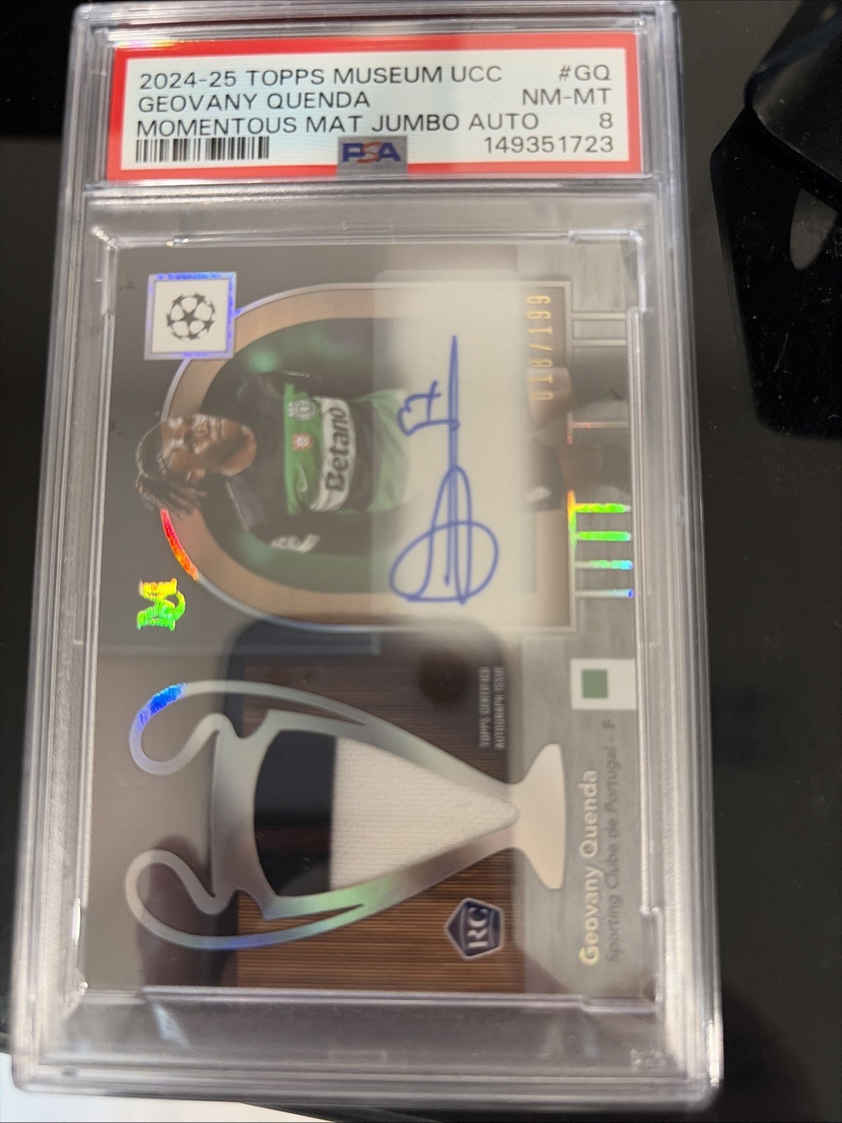 2024/25 TOPPS MUSEUM UEFA GEOVANY QUENDA RC PLAYER WORN JUMBO RELIC AUTO 99/199