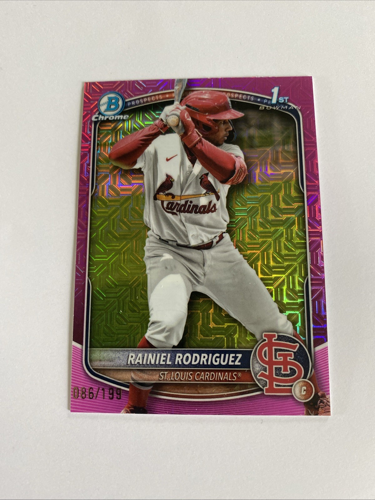 2025 Bowman Chrome 1st Rainiel Rodriguez #BCP-200 Pink Mojo Refractor #d 86/199