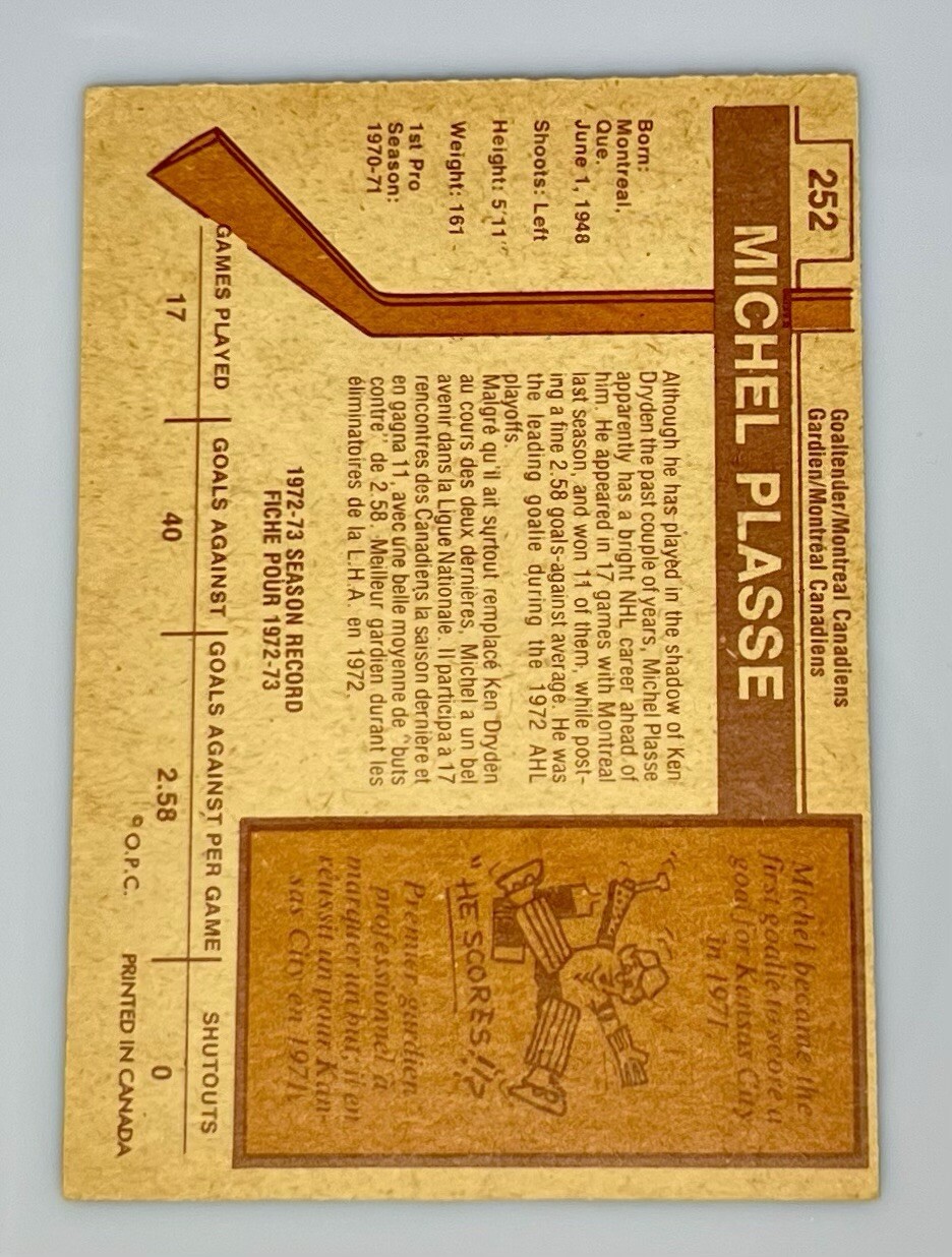 1973-74 OPC MICHEL PLASSE HABS #252