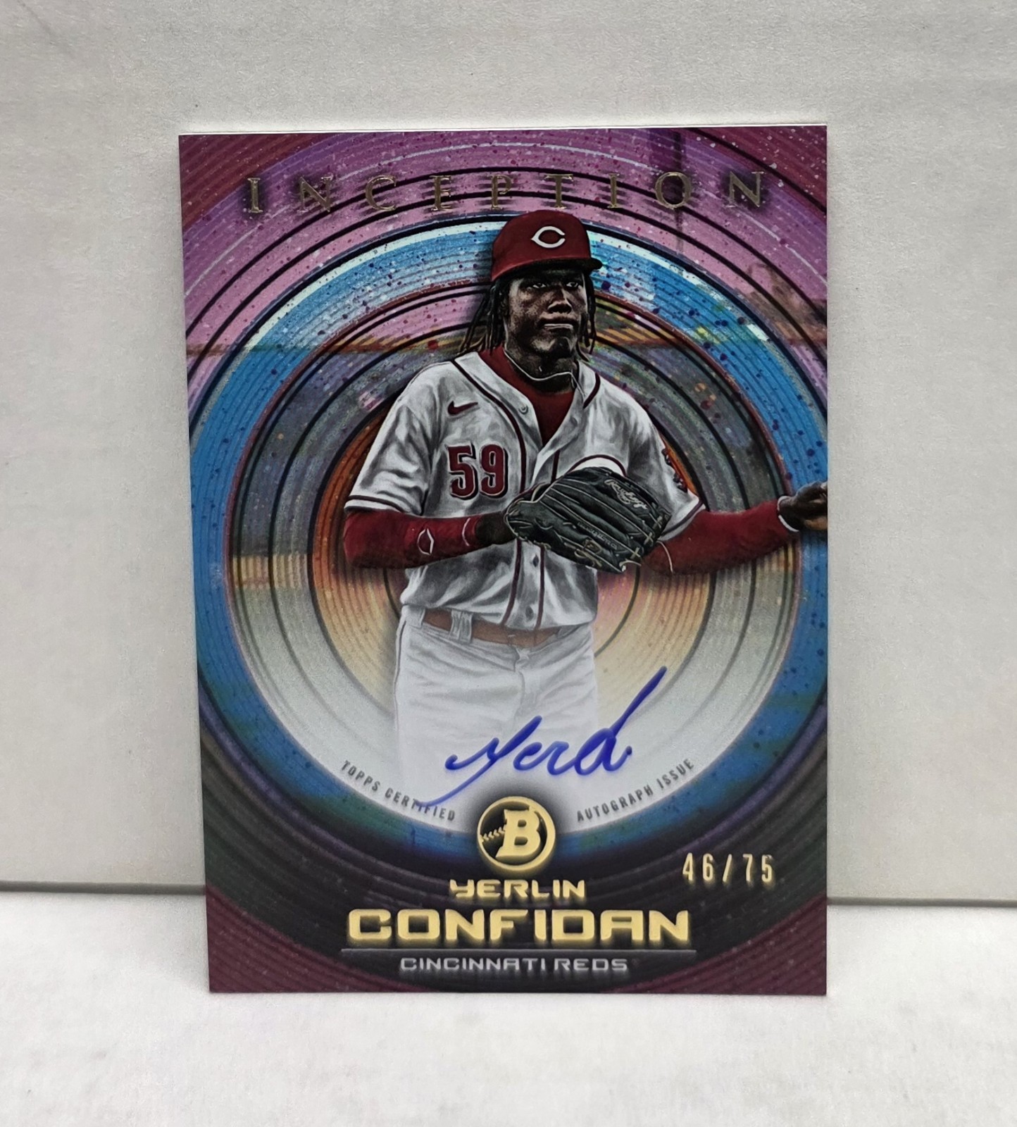 YERLIN CONFIDAN 2022 Bowman Inception FUCHSIA ~ Reds AUTO #’d /75