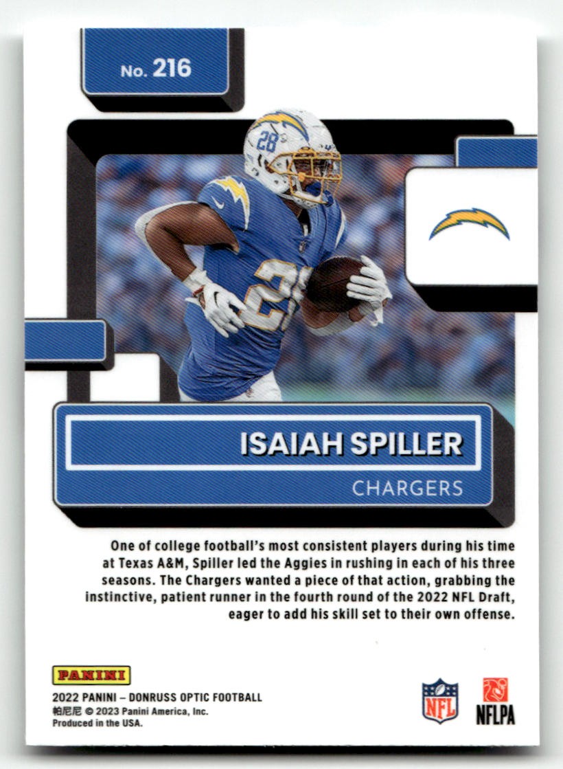 2022 Donruss Optic #216 Isaiah Spiller Rated Rookie