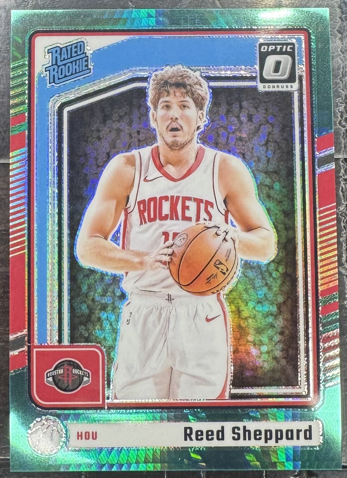 2024-25 Donruss Optic Green Hyper /249 Reed Sheppard #255 Rockets