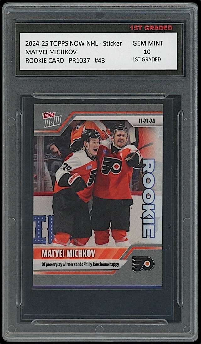 Matvei Michkov 2024-25 Topps Now NHL Sticker 1st Graded 10 Rookie Card Flyers 43