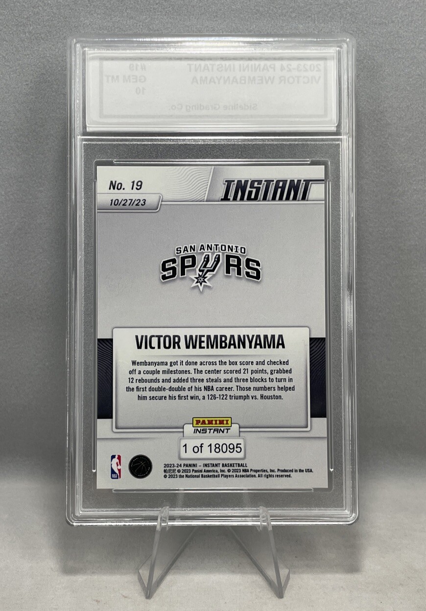 Victor Wembanyama Rookie Graded Gem Mint 10 – Panini Instant 1st Double-Double