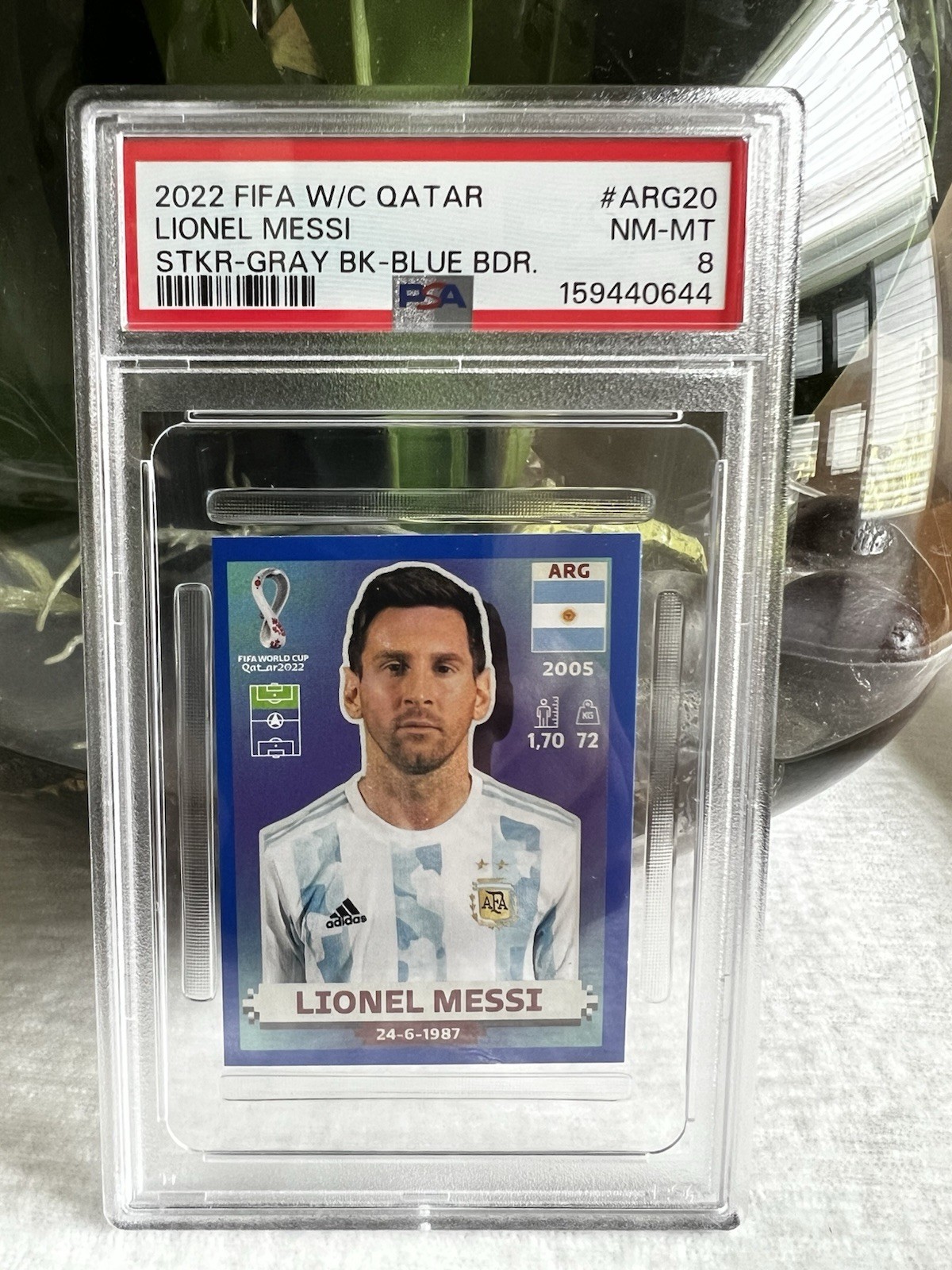 2022 FIFA W/C World Cup Qatar Lionel Messi #ARG20 PSA 8