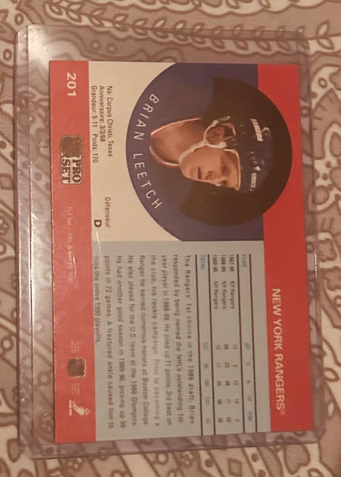 1990-91 Pro Set – Brian Leetch #201
