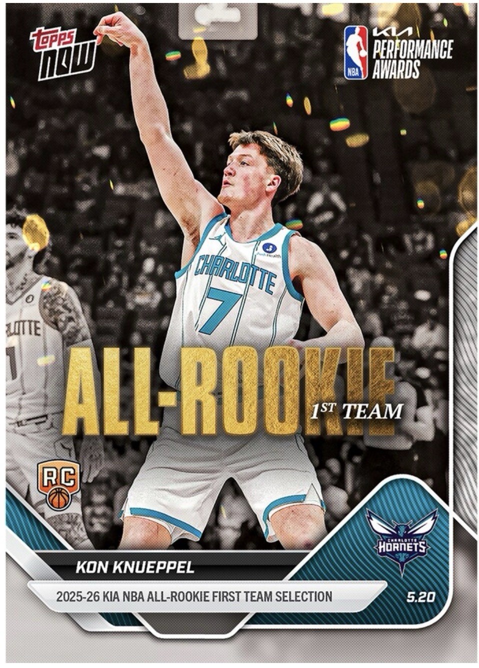 Kon Knueppel RC All-Rookie 1st Team – 2025-26 NBA Topps NOW – Card AR02 Presale