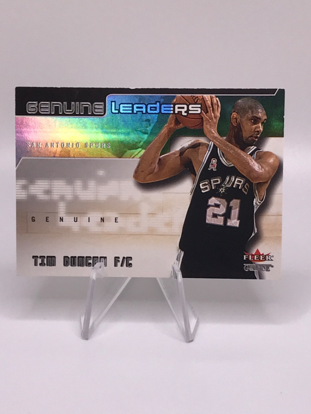 Tim Duncan 2002-03 Fleer Genuine Leaders #GL5 HOF San Antonio Spurs