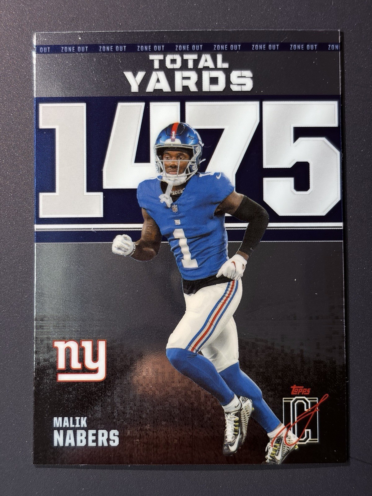 Malik Nabers 2025 Topps Signature Class Zone Out Chrome Insert ZO-1 NY Giants