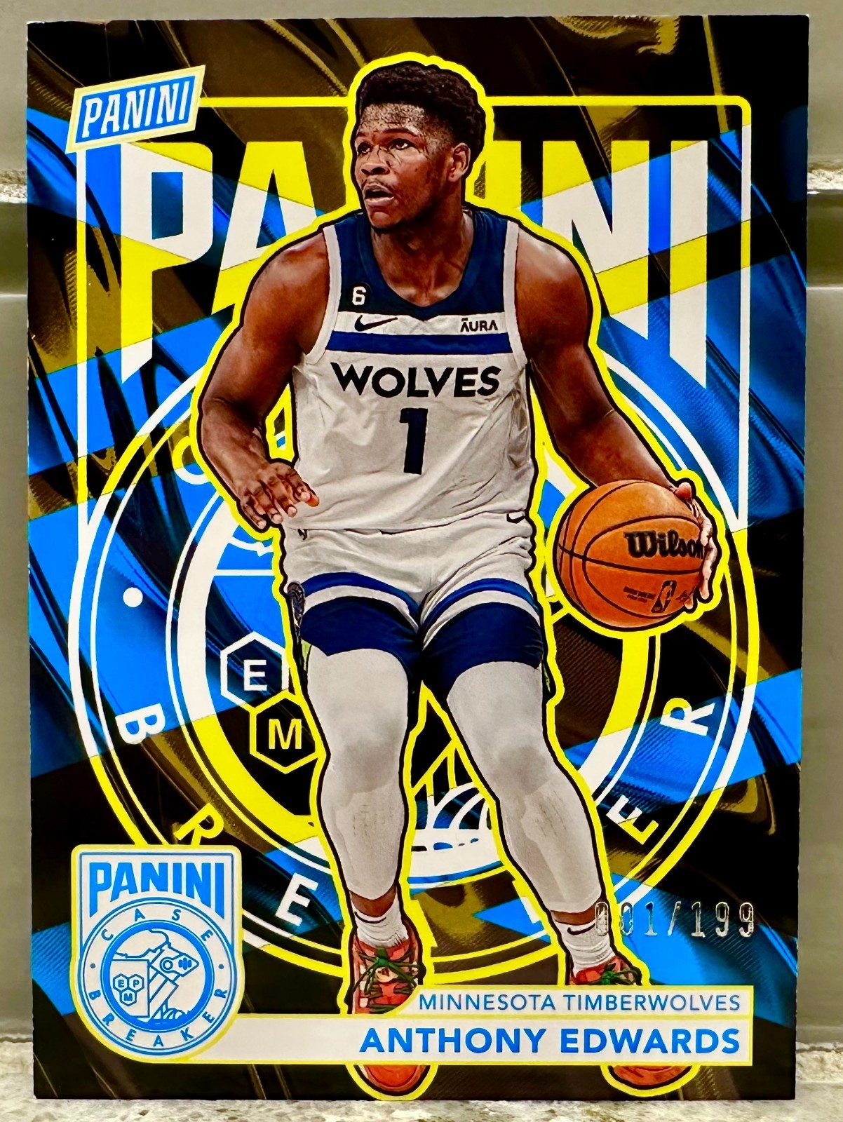 JERSEY # MATCH! 2023 Panini National Anthony Edwards Case Breaker 1/199! WOLVES