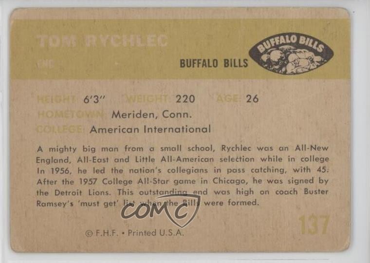1961 Fleer Tom Rychlec #137 14pi
