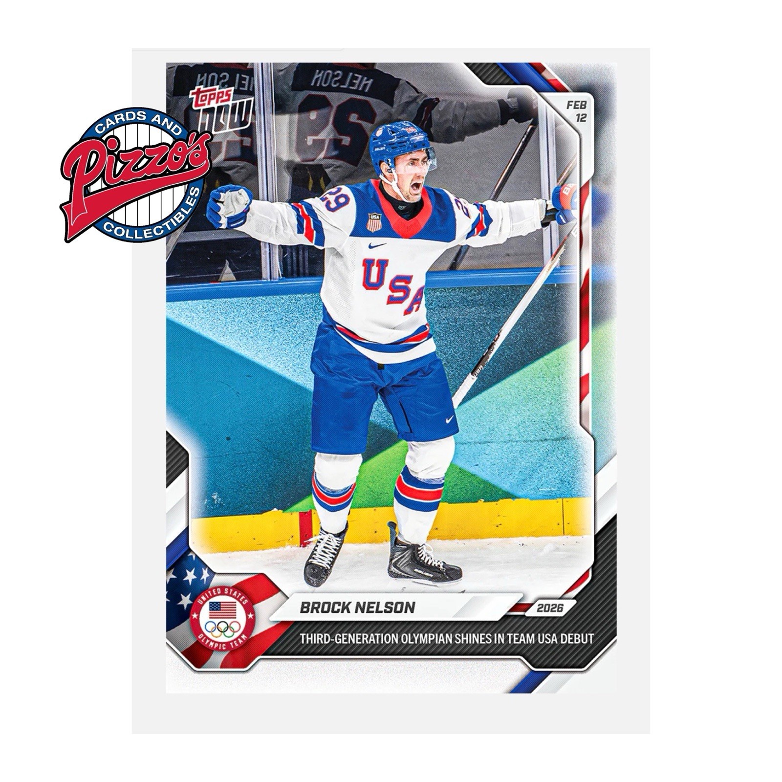 Brock Nelson Team USA Debut 2026 Olympics Topps NOW Card 9 In Hand