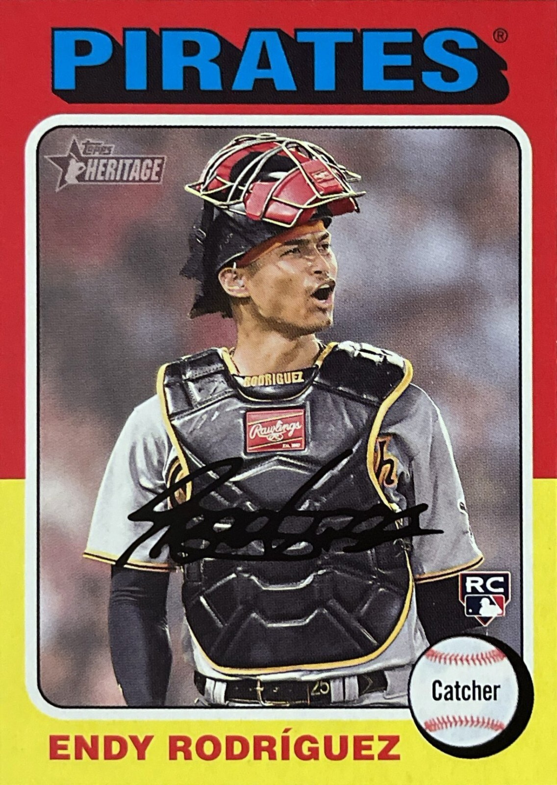 2024 Topps Heritage #488 Endy Rodriguez Rookie Pittsburgh Pirates RC