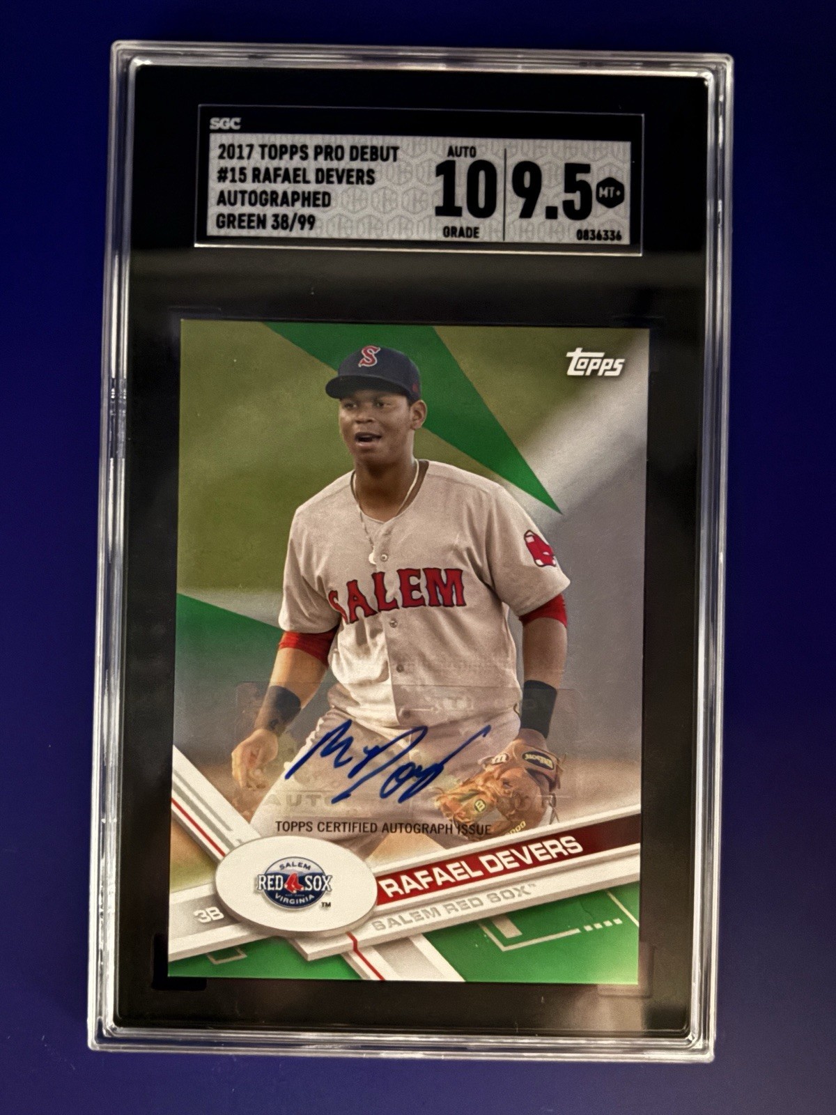 2017 Topps Pro Debut Rafael Devers Auto Green 38/99 SGC 9.5