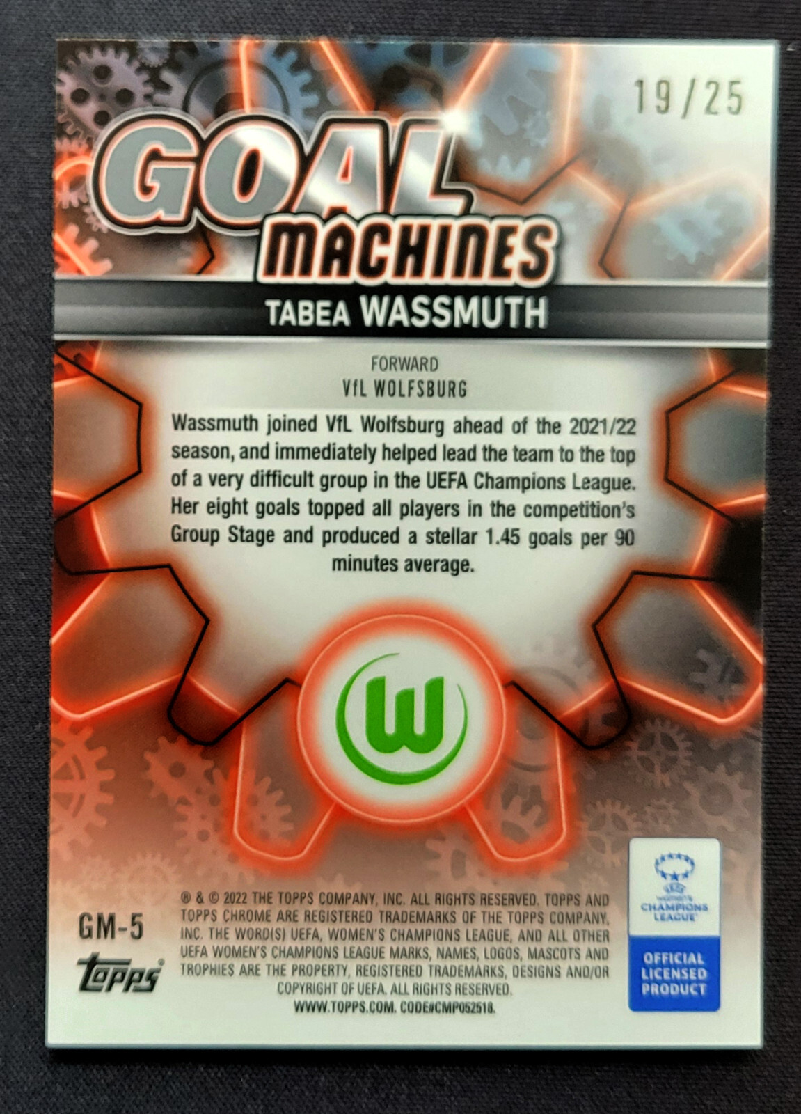 2021-22 Topps Chrome UEFA Womens – Tabea Wassmuth RC – Goal Machines 19/25