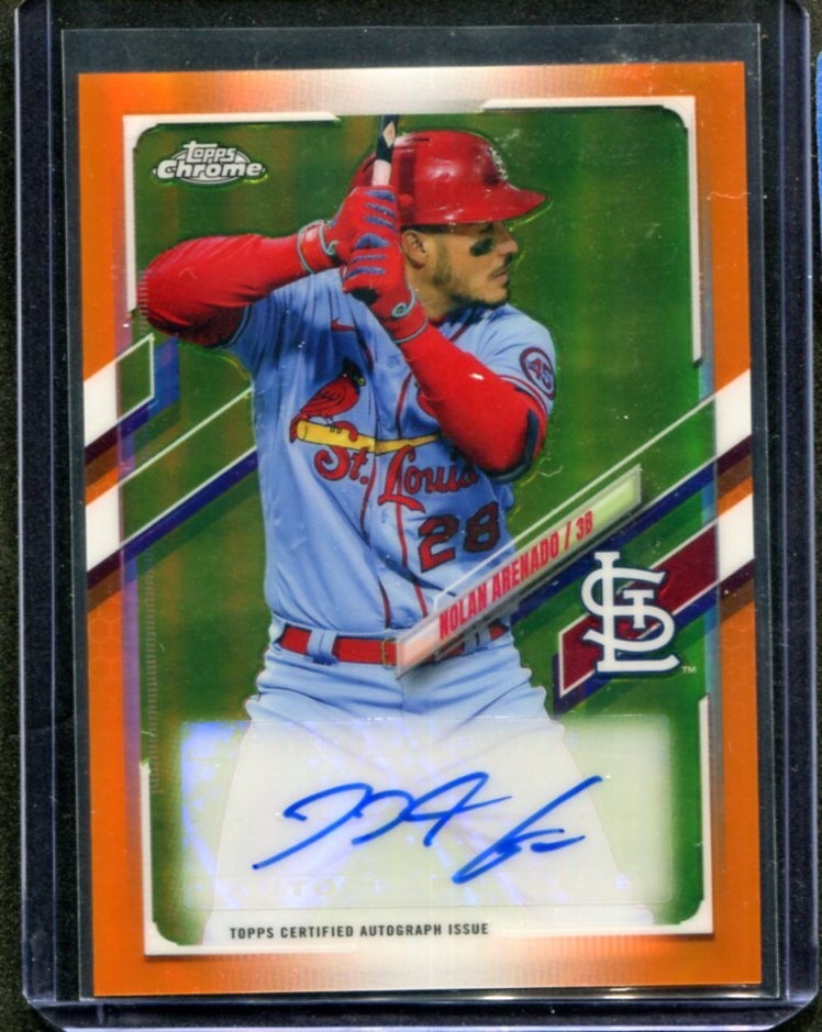 Nolan Arenado /25 2021 Topps Chrome Update Orange Refractor Auto