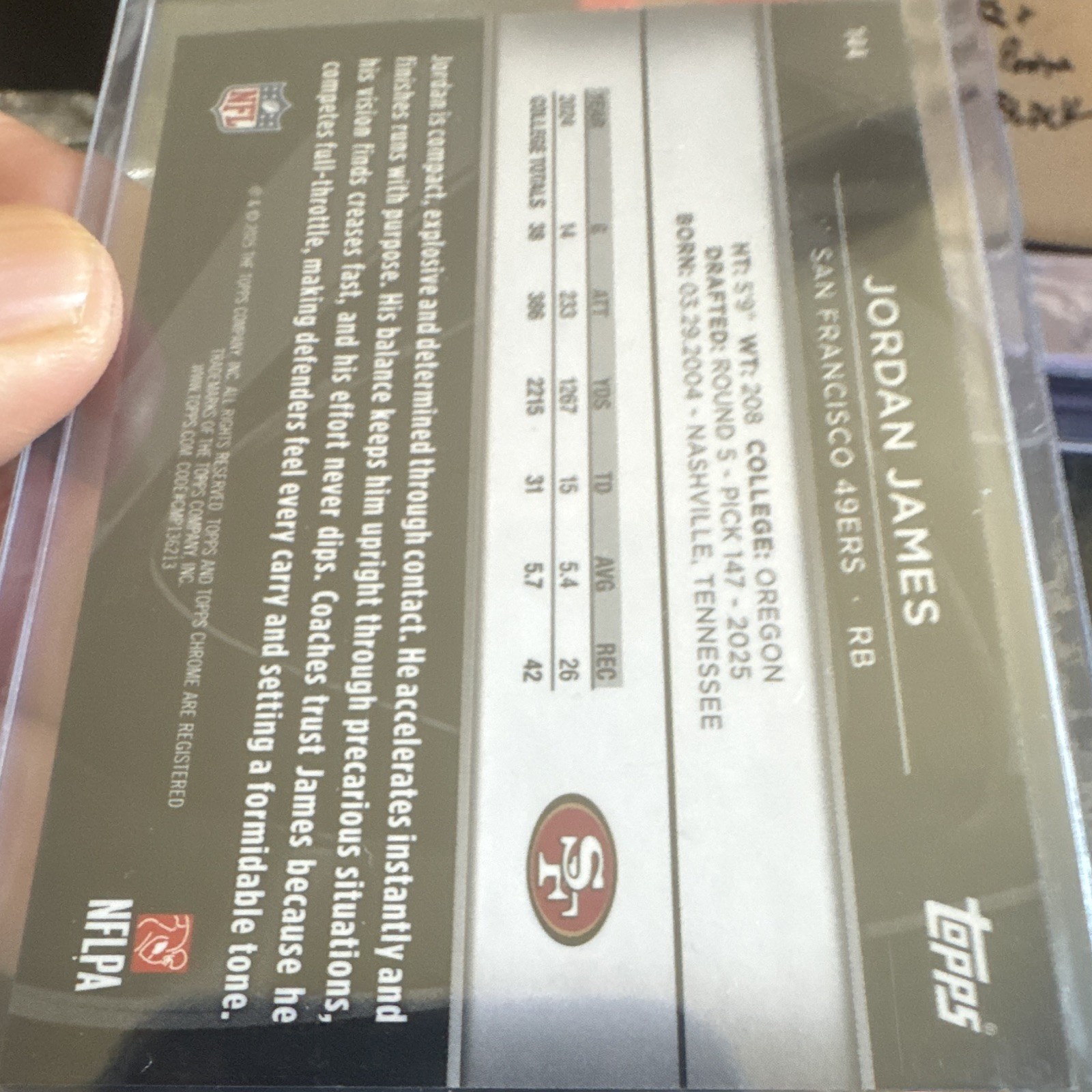 Topps 2025 Topps Chrome Black Jordan James RC #147 49ers Serial Numbered 059/150