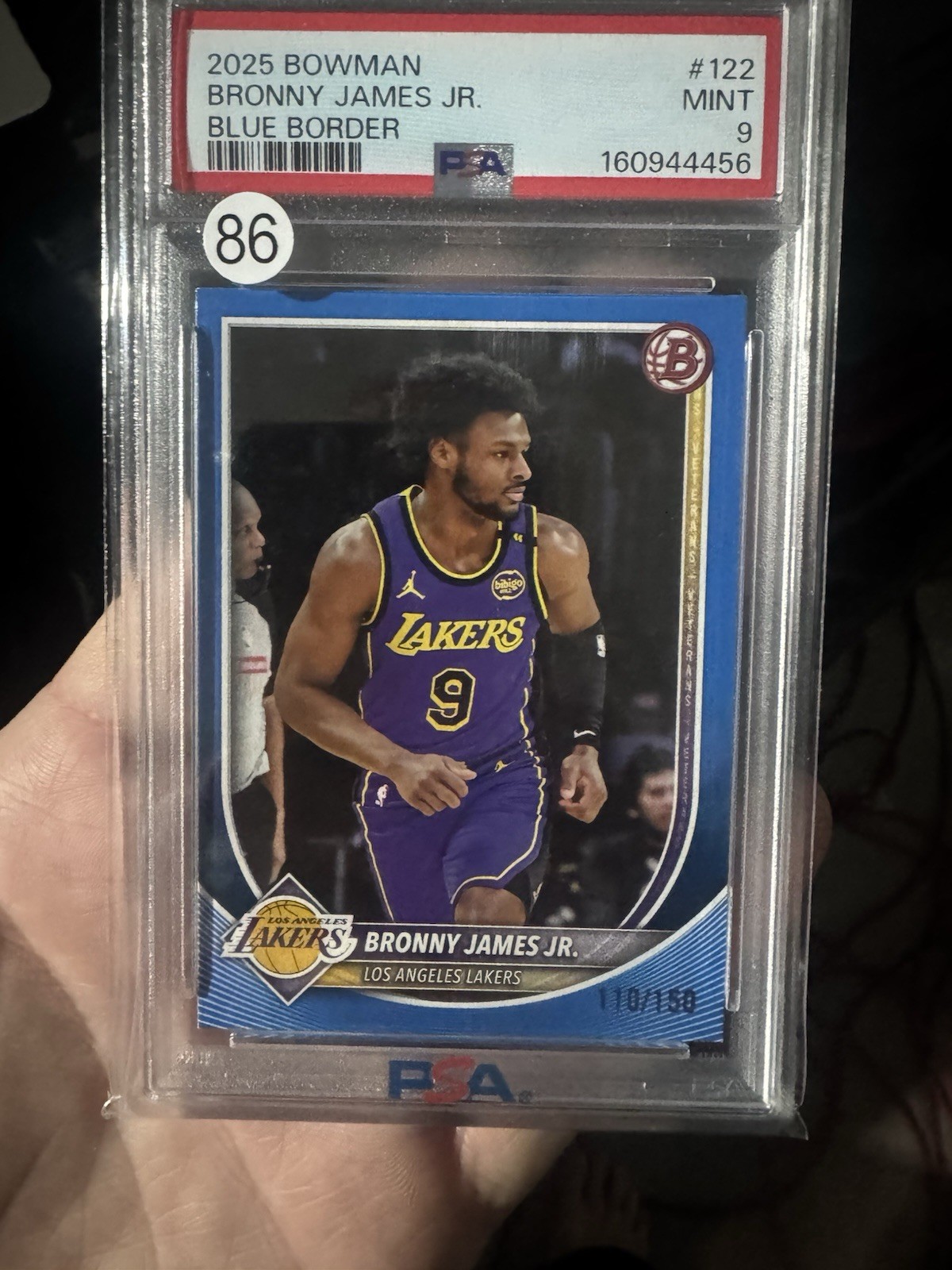 2025 Bowman Bronny James Jr. Blue Border #122 PSA 9 Lakers 110/150
