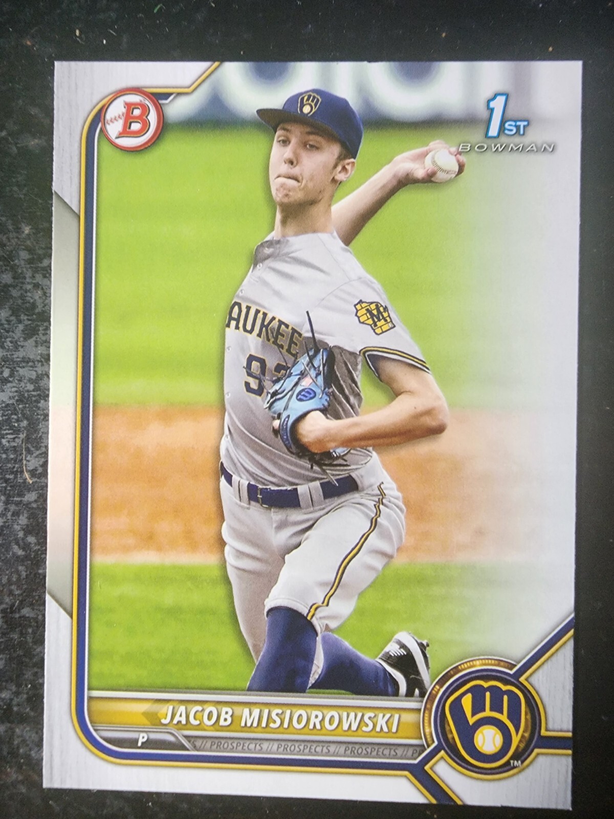 2022 Bowman 1st rookie Jacob Misiorowski #132 Brewers MLB Baseball RC card