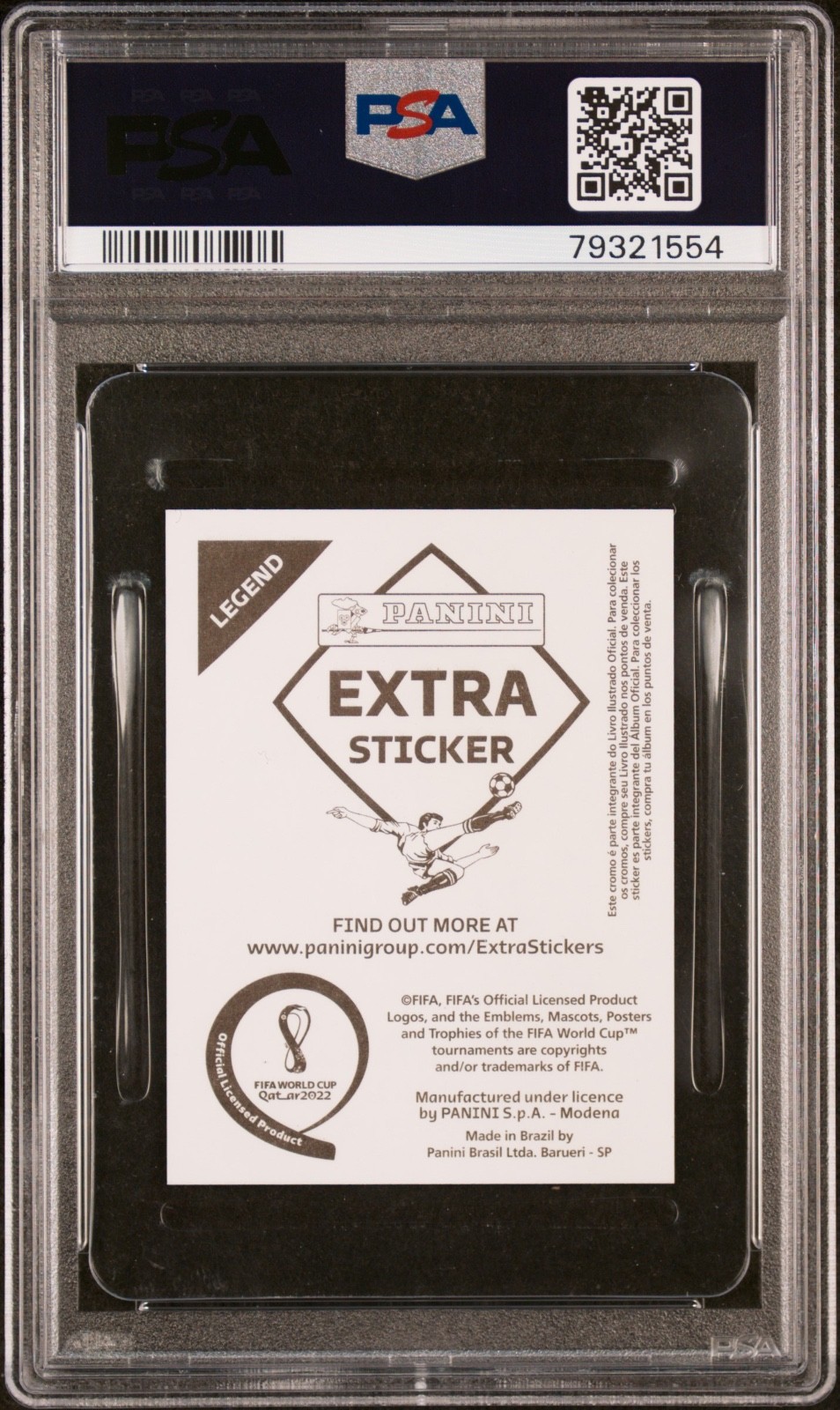 2022 Panini FIFA World Cup Extra Sticker Neymar Jr. Legends Gold PSA 9