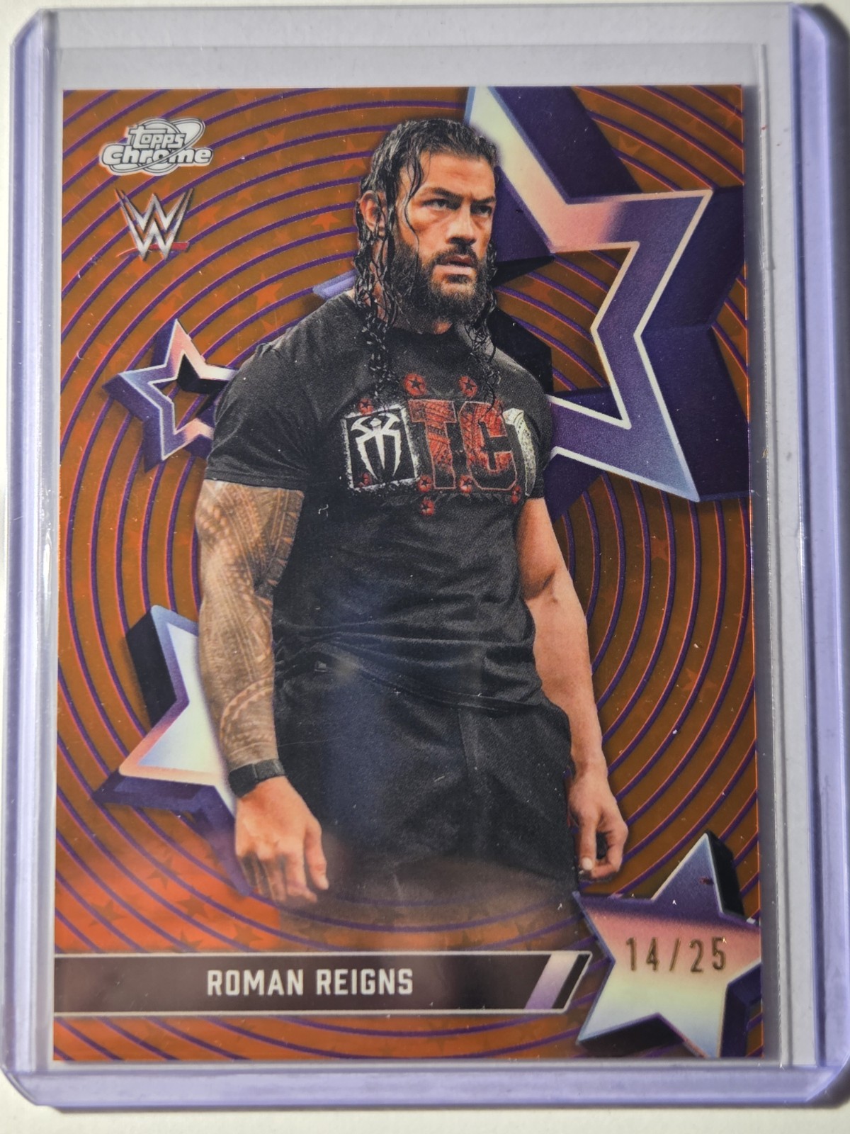 ROMAN REIGNS 2026 Topps Cosmic Chrome WWE Starfractor Orange Galactic /25