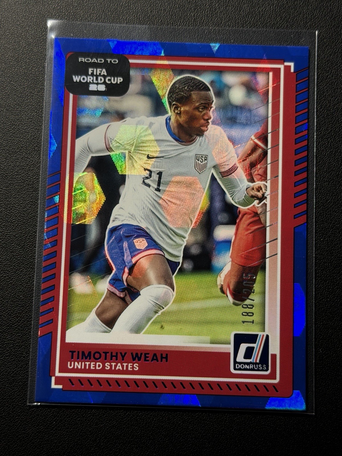 Timothy Weah 2025-26 Panini Donruss FIFA World Cup Blue Cubic /205 #21 USA USMNT