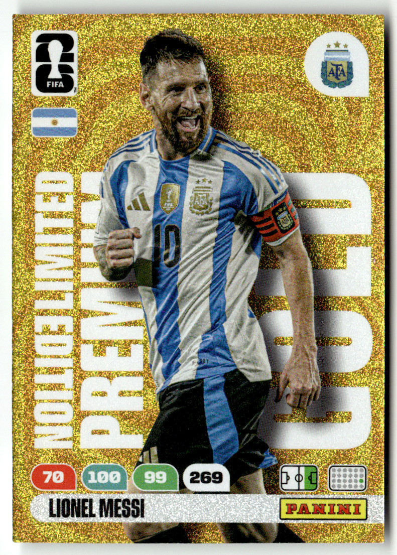 Panini FIFA World Cup Adrenalyn 2026 Lionel Messi Premium Limited Edition Gold