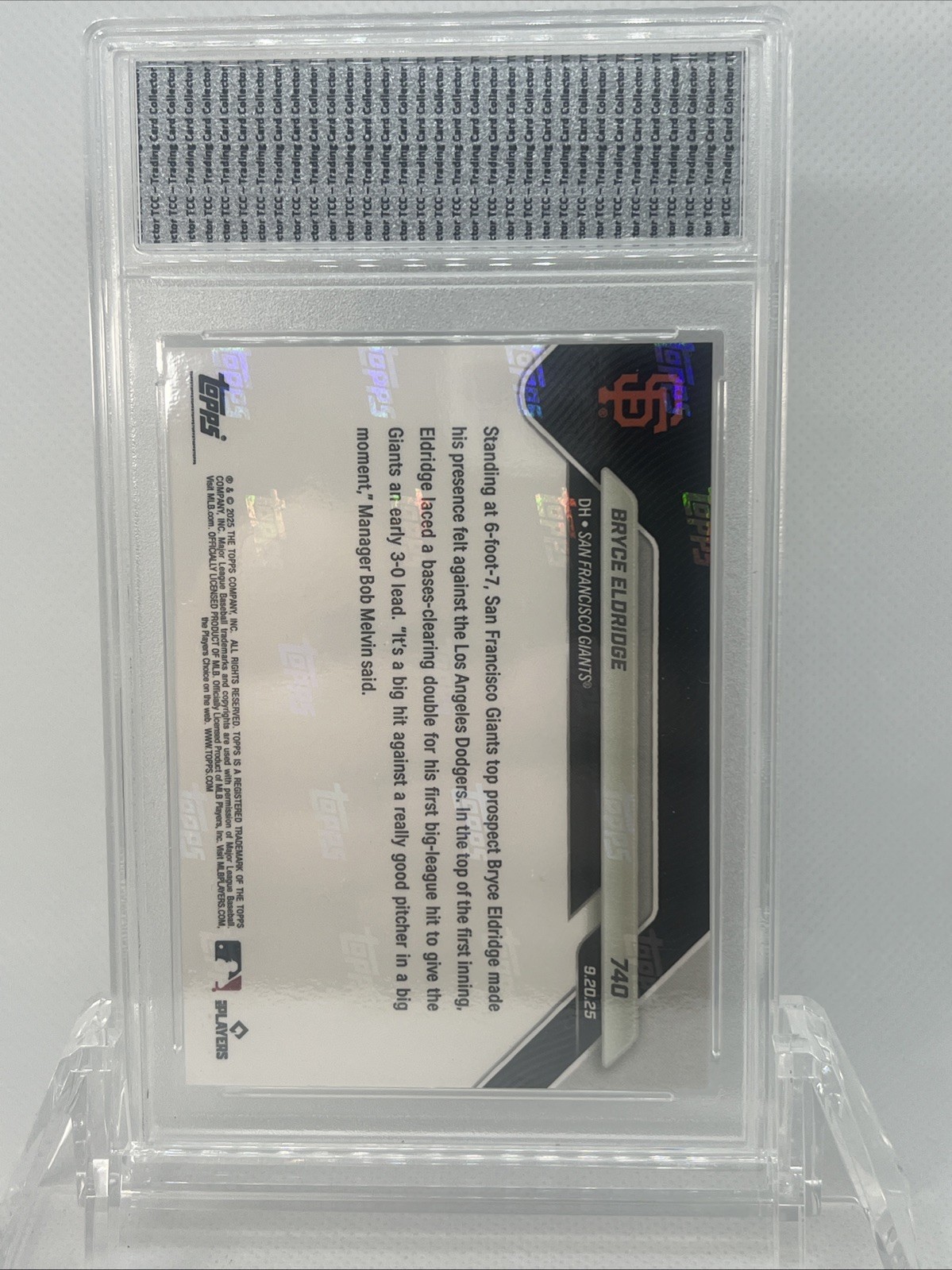 2025 Topps Now Bryce Eldridge 1st MLB Hit TCC Graded Gem Mint 10