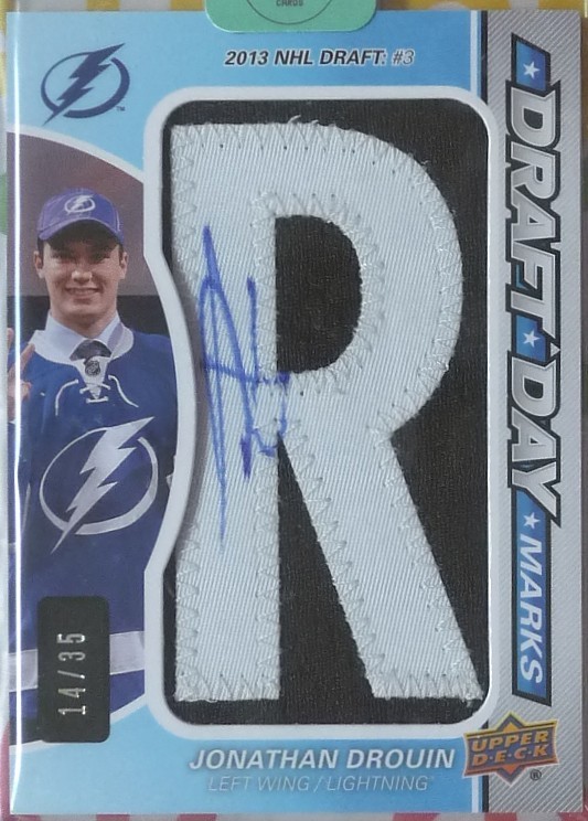 Jonathan Drouin 2013-14 SP Game Used Draft Day Marks Letter “R” Autograph /35
