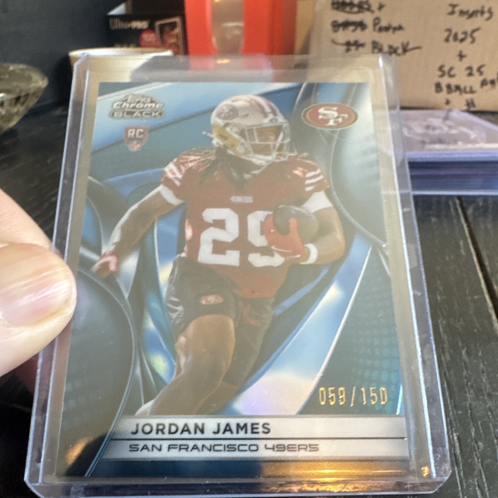 Topps 2025 Topps Chrome Black Jordan James RC #147 49ers Serial Numbered 059/150