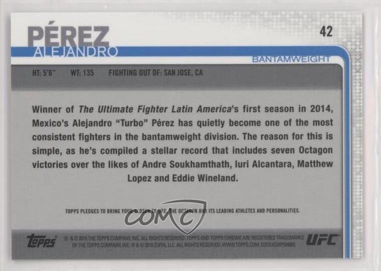 2019 Topps Chrome UFC Sepia Refractor Alejandro Perez #42 Rookie RC 15d4