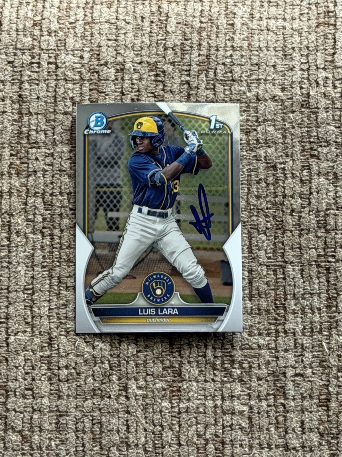 2023 Bowman Chrome Prospects Signed Luis Lara #BCP-100 Auto Milwaukee Brewers