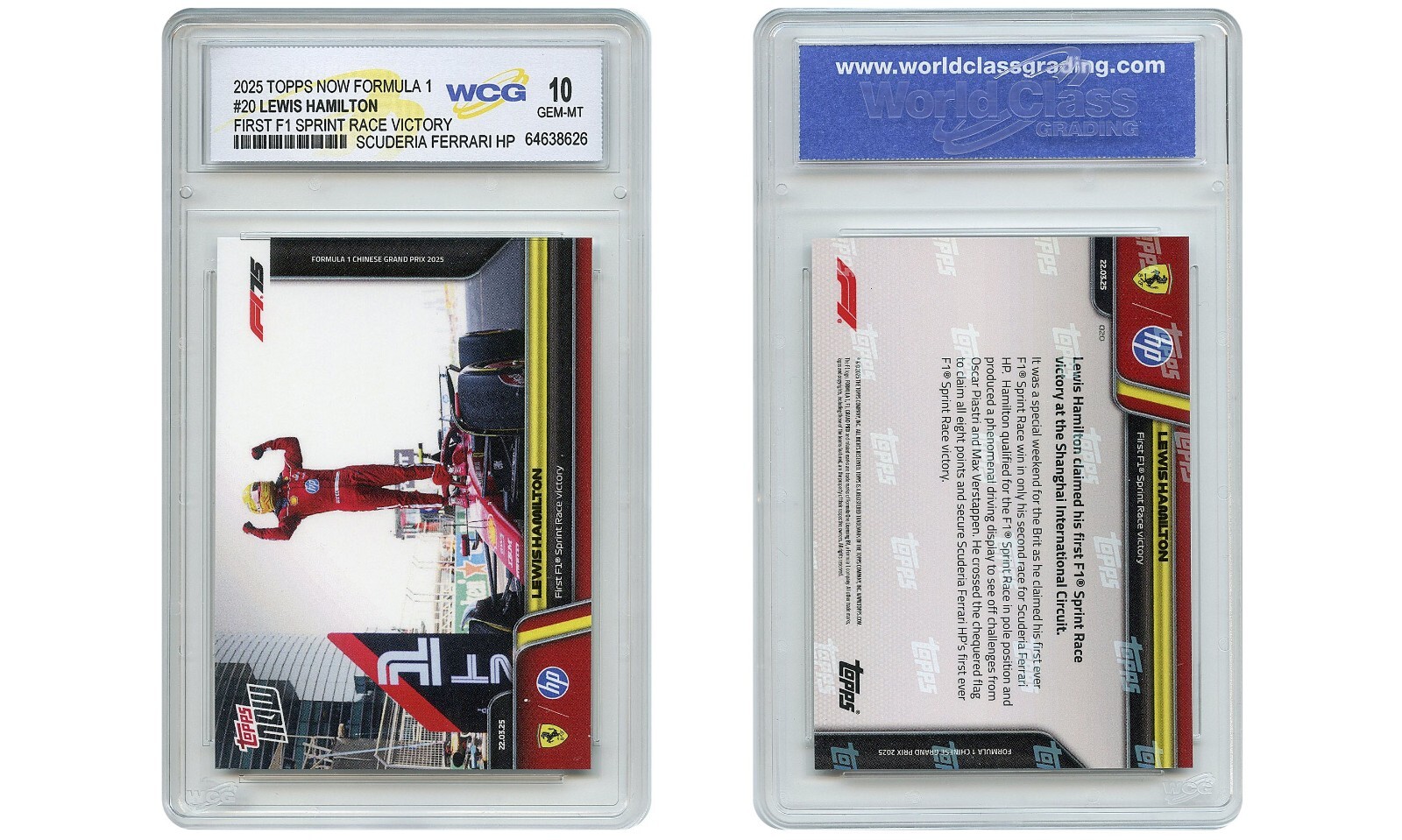 2025 Topps Formula 1 F1 Now LEWIS HAMILTON 1st Race Victory Card #20 GEM-MINT 10
