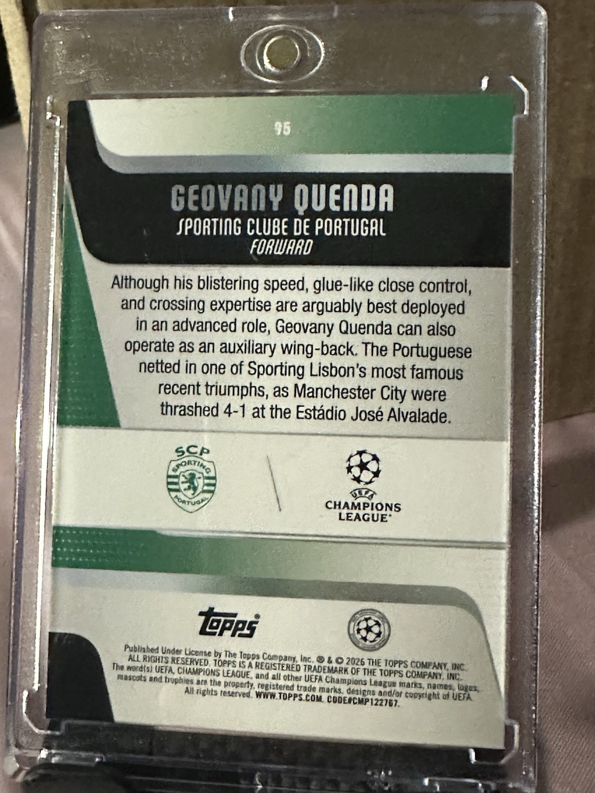 Topps UEFA Club Competitions 2025-26 Geovany Quenda Sporting CP #95 32/50