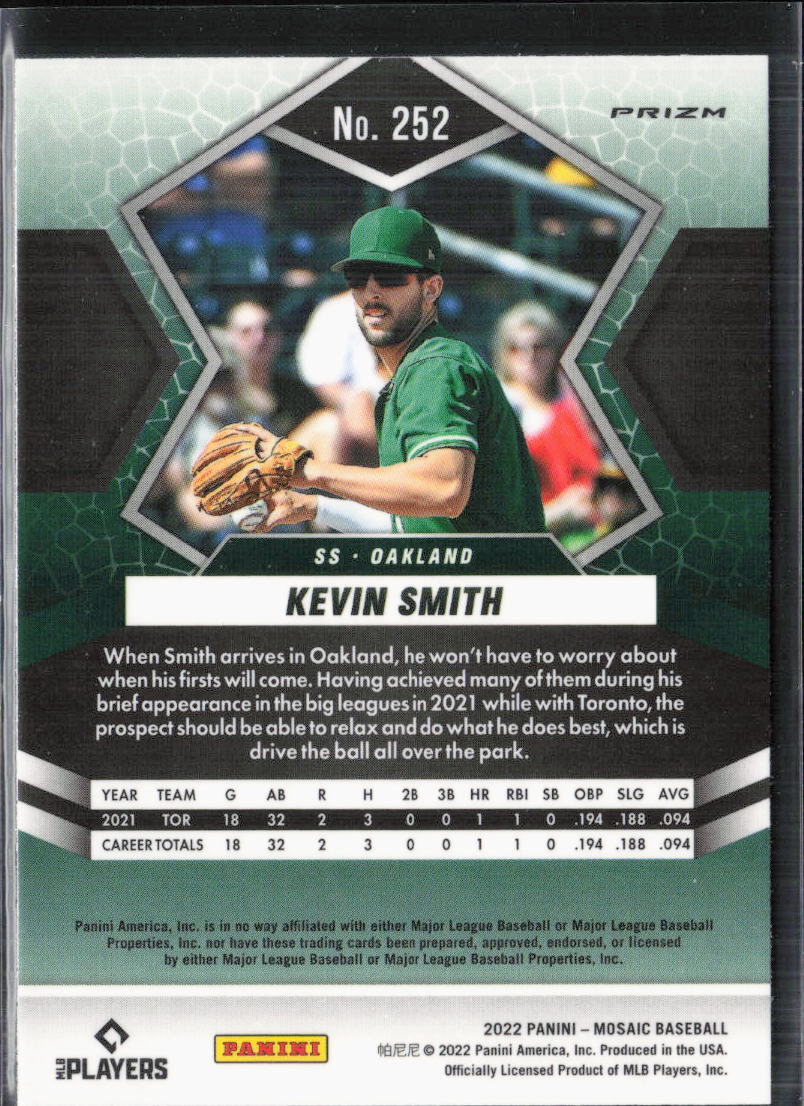2022 Panini Mosaic #252 Kevin Smith Reactive Orange Mosaic Prizm Rookie