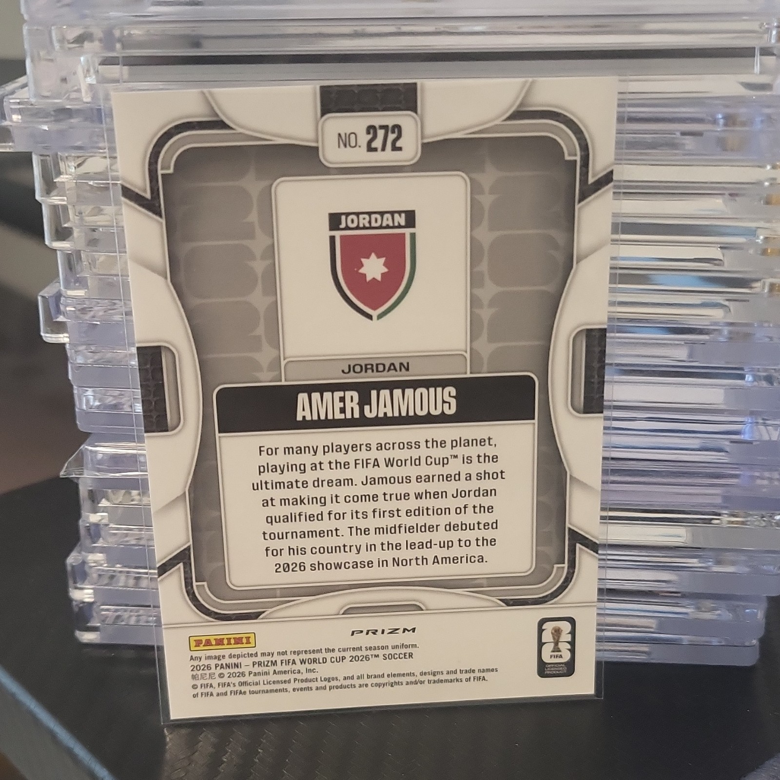 Panini 2026 Prizm FIFA World Cup Amer Jamous Jordan Rookie Card #272