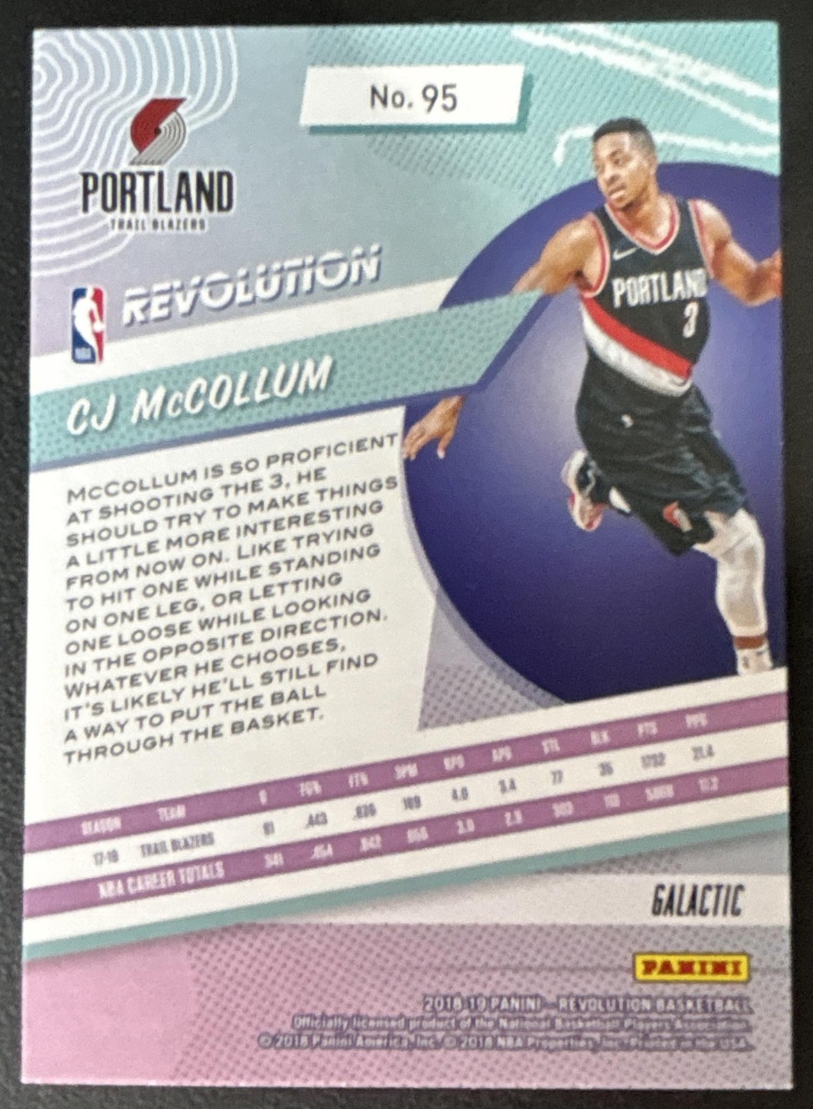 2018 Panini Revolution CJ McCollum Galactic SSP #95 Trail Blazers