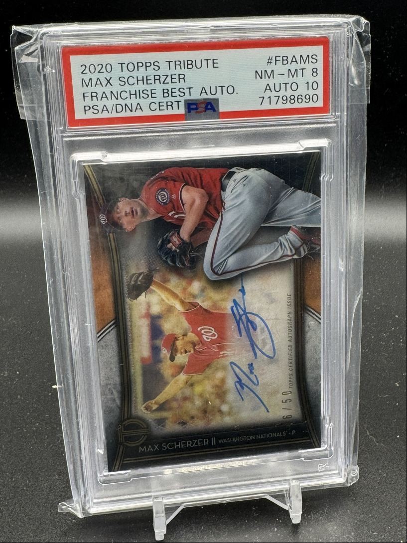 2020 Topps Tribute Franchise Best Auto Max Scherzer /50 PSA 8