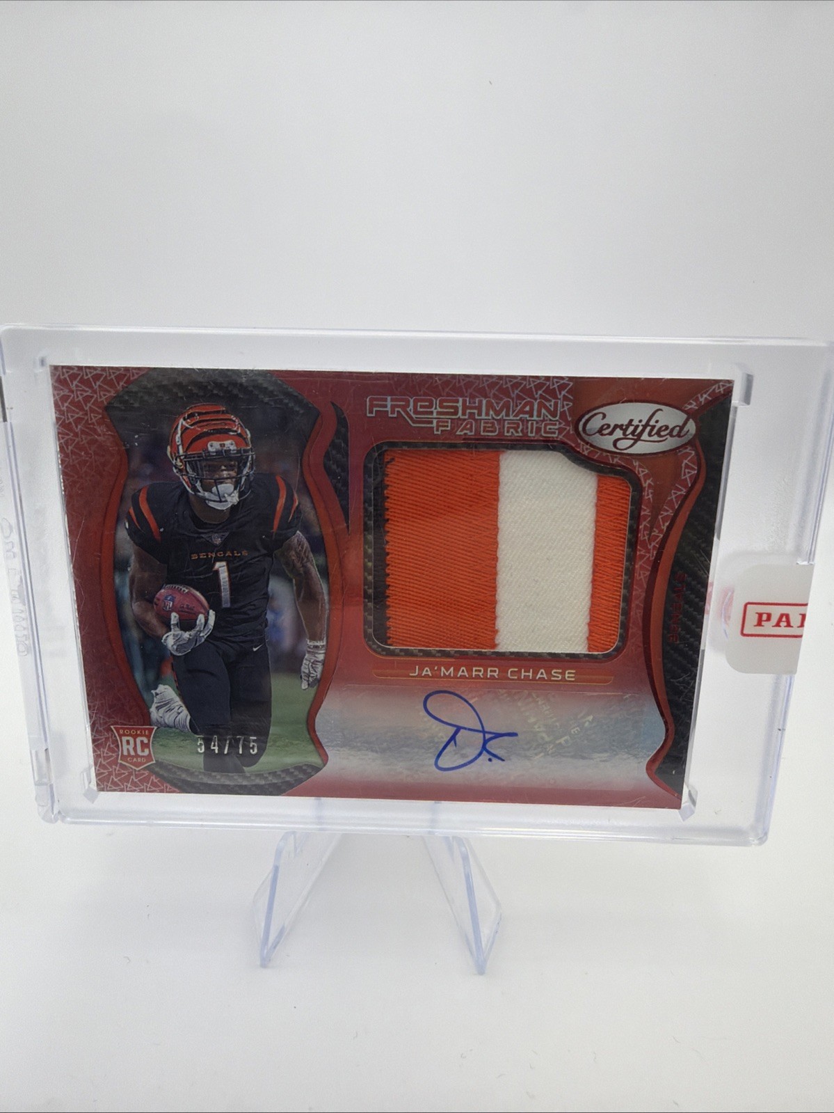 2021 Certified Ja’Marr Chase Freshman Fabric Patch Mirror Red Auto RC #/75