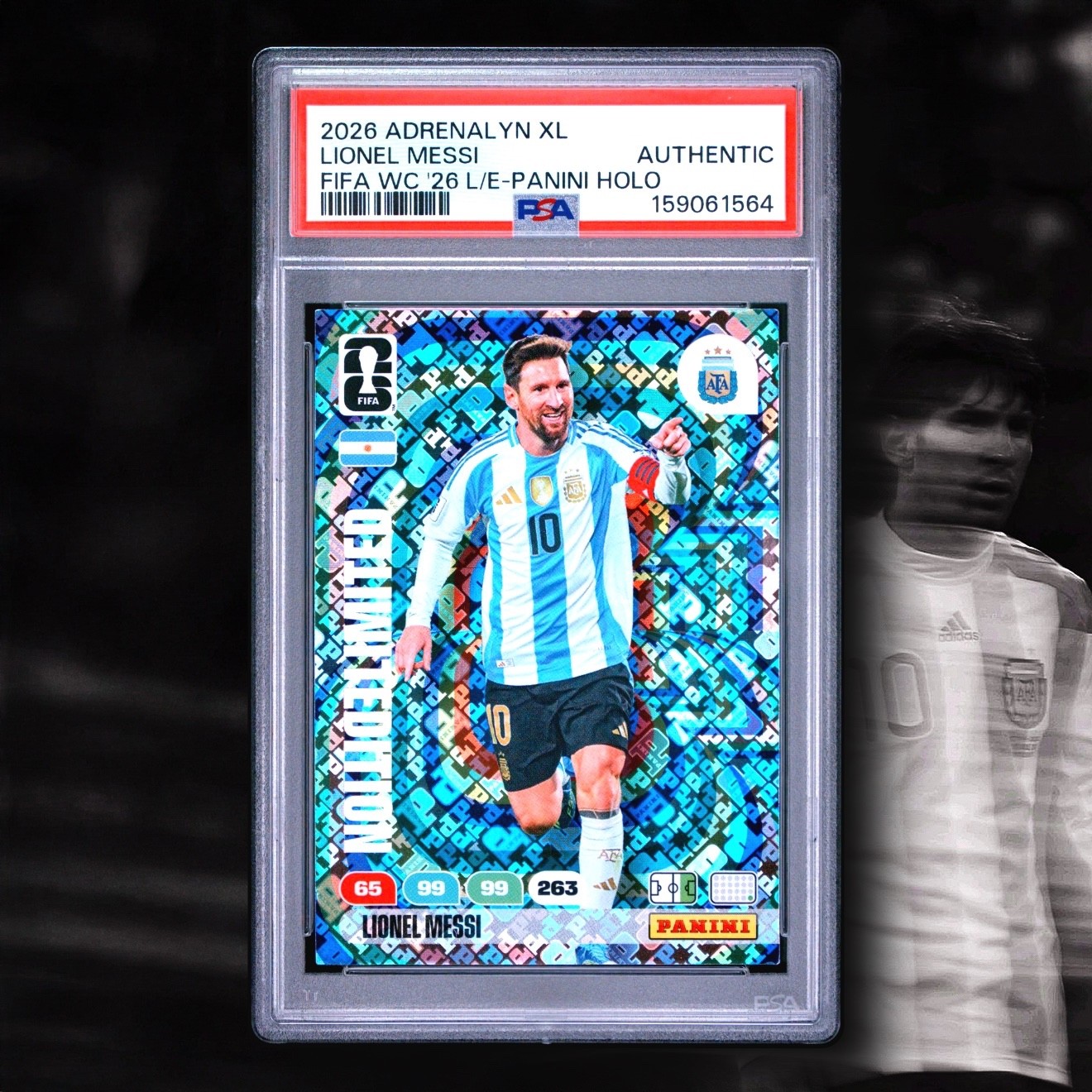 LIONEL MESSI HOLOGRAM LIMITED ⚽🔥 2026 PANINI ADRENALYN WORLD CUP PSA AUTHENTIC