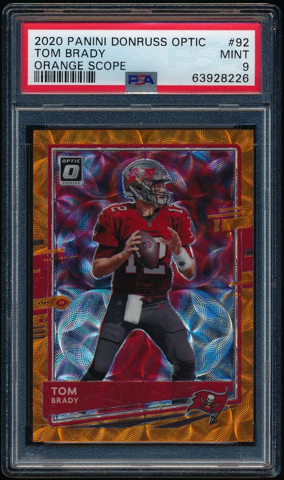 2020 Panini Donruss Optic Tom Brady #92 Orange Scope Prizm #’d /79 PSA 9 Mint