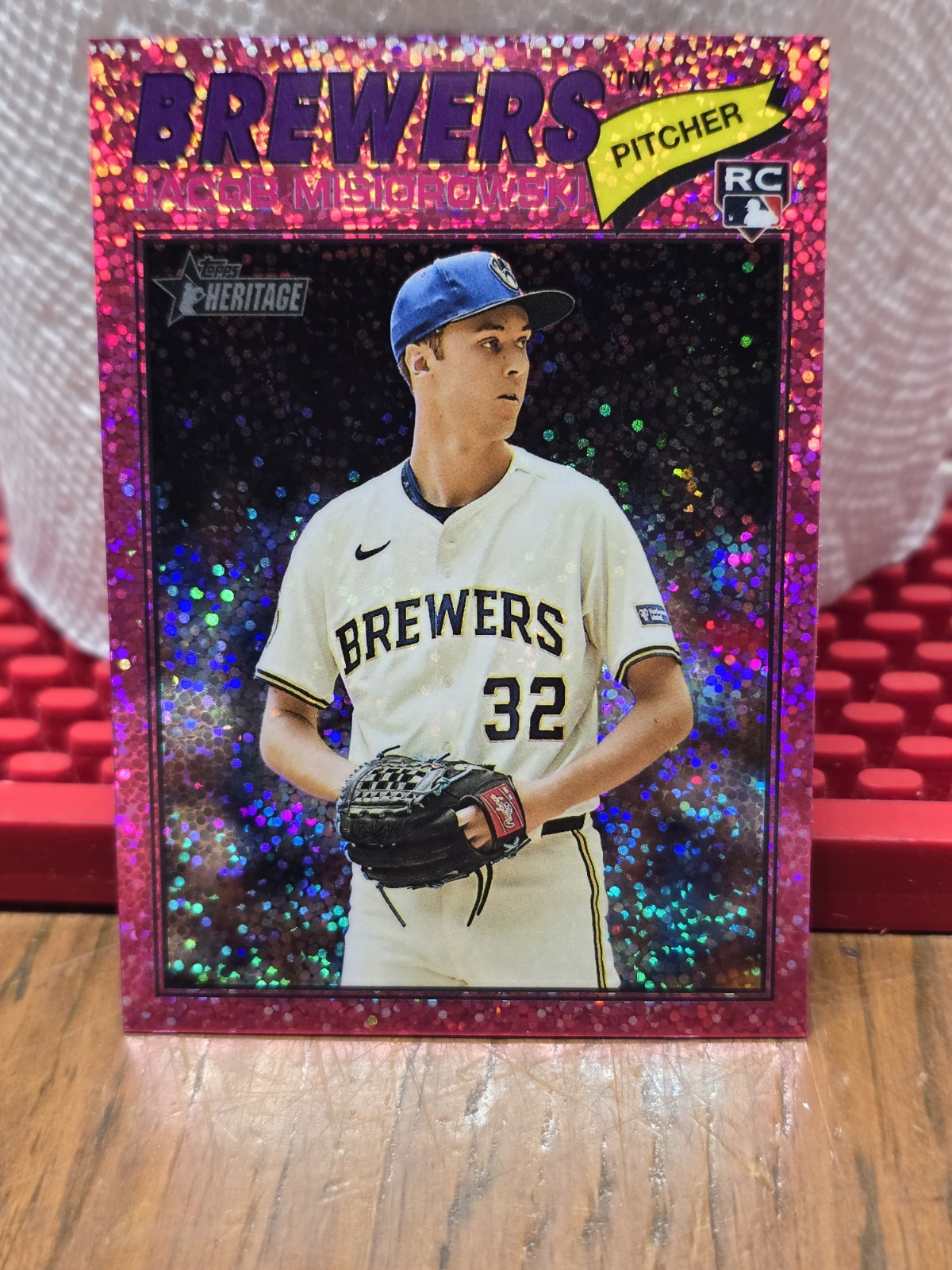 2026 Topps Heritage – Jacob Misiorowski #144 Chrome Pink Sparkle Refractor (RC)