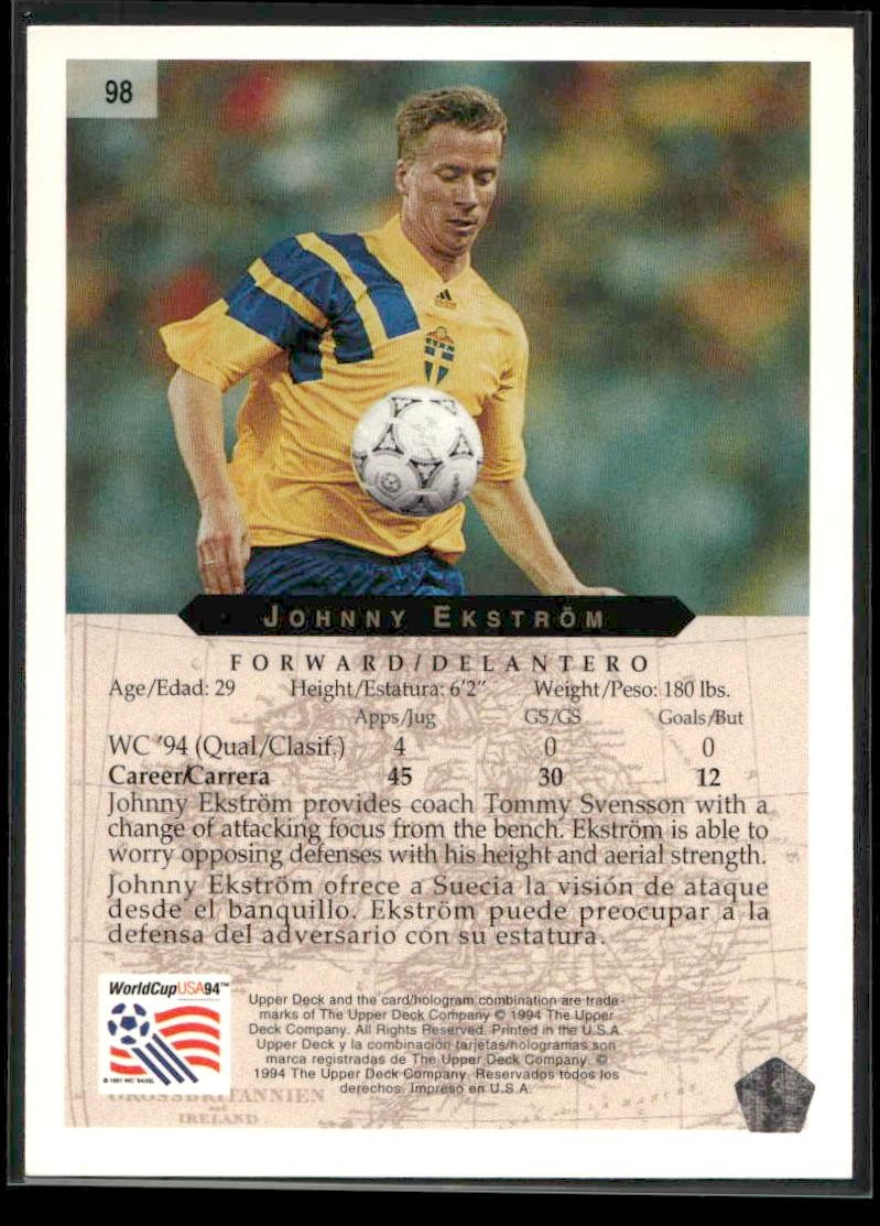 1994 Upper Deck World Cup Contenders English/Italian #77 Johnny Ekström