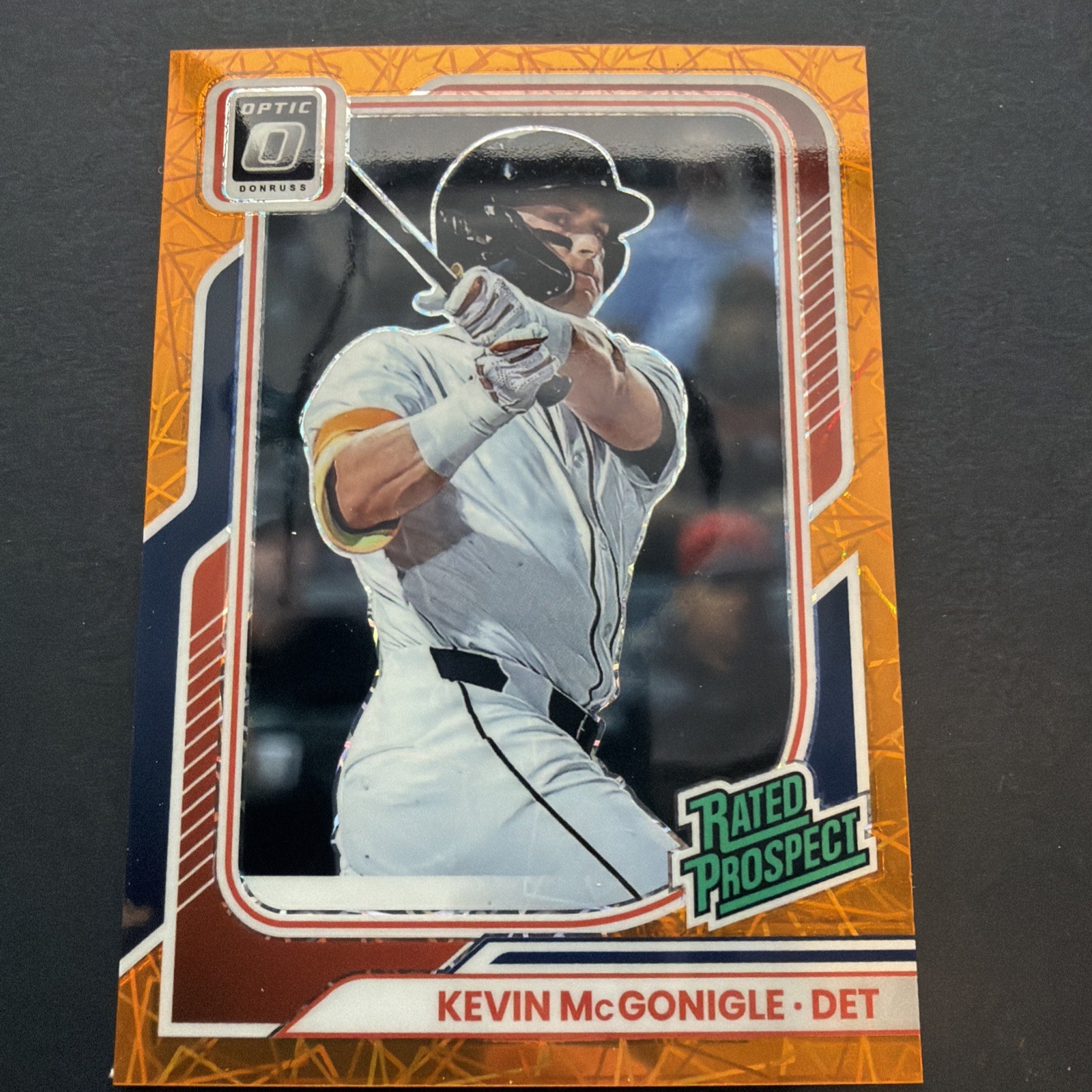 2026 Donruss Optic Orange Velocity Prism Rated Prospect Kevin McGonigle #15