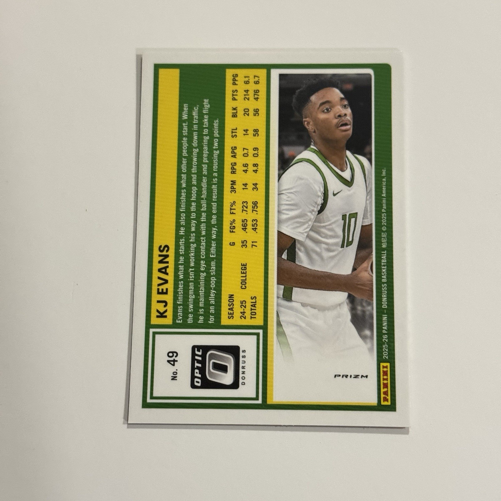 KJ Evans 2025-26 Panini Donruss Optic Rated Prospect Red Cracked Ice #49