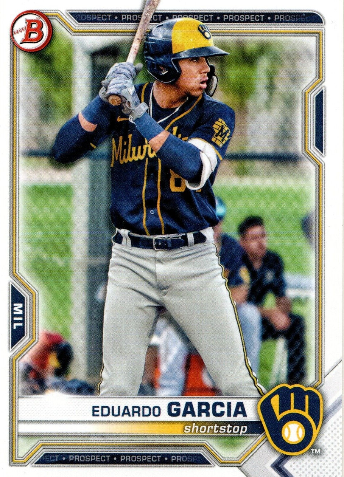 Eduardo Garcia Milwaukee Brewers 2021 Bowman Draft Card