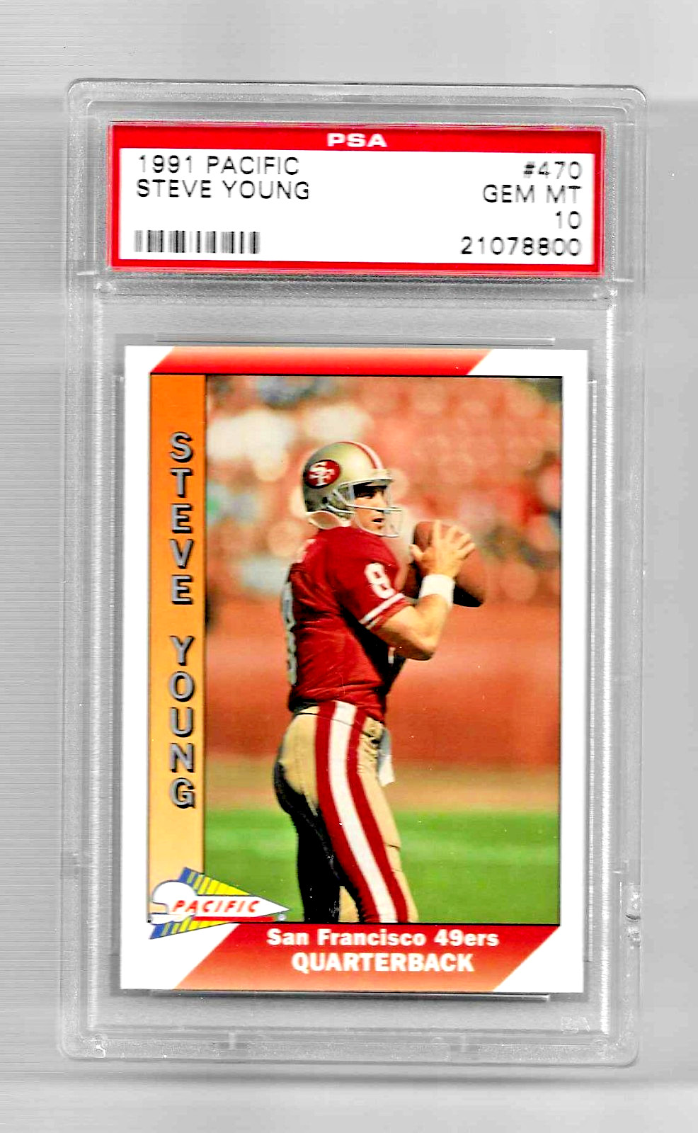 1991 PACIFIC FOOTBALL CARD #470 HOF STEVE YOUNG GRADED PSA 10 L0W POP NFL 49ERS