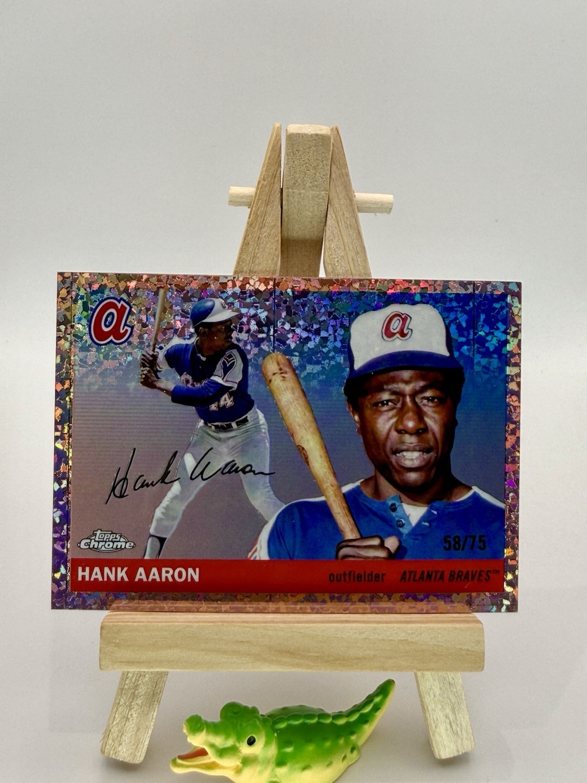 Hank Aaron 2025 Topps Platinum Chrome Platinum Mini Diamond Rose Gold /75 Braves