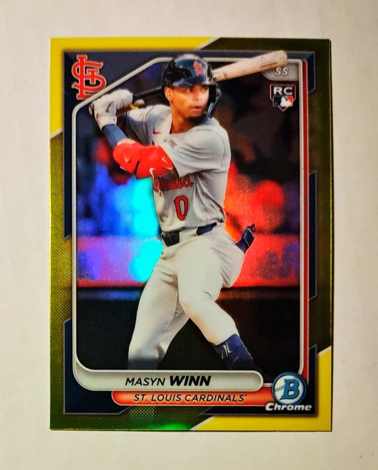Masyn Winn 2024 Bowman Chrome RC #61 Rookie YELLOW REFRACTOR 45/75 Cardinals z20